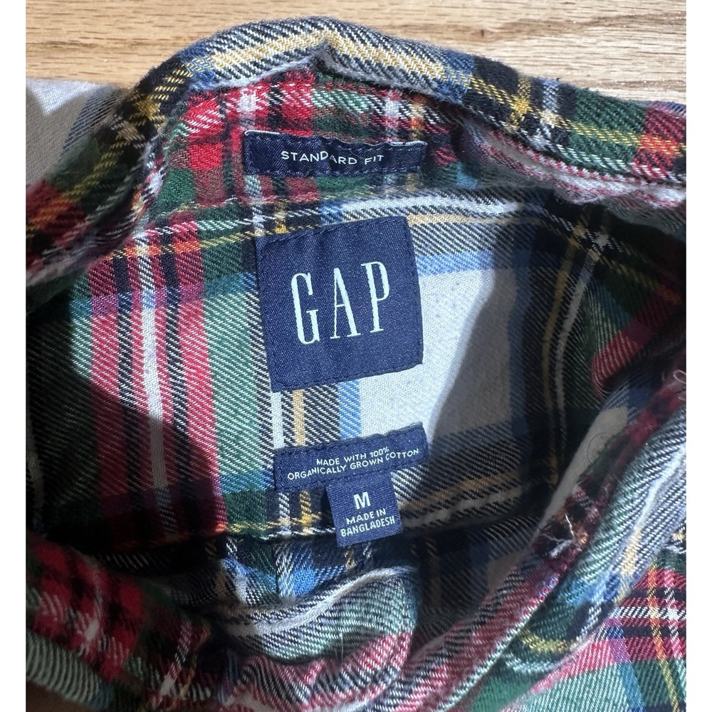 Vintage Gap Shirt Men's Multicolor Plaid Flannel Button Down Long Sleeve Size M - Picture 2 of 4